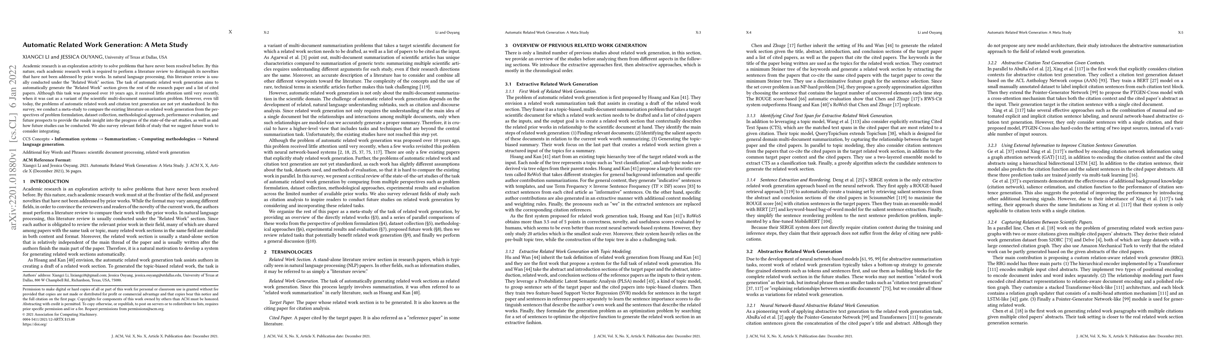 Thumbnail for Automatic Related Work Generation: A Meta Study