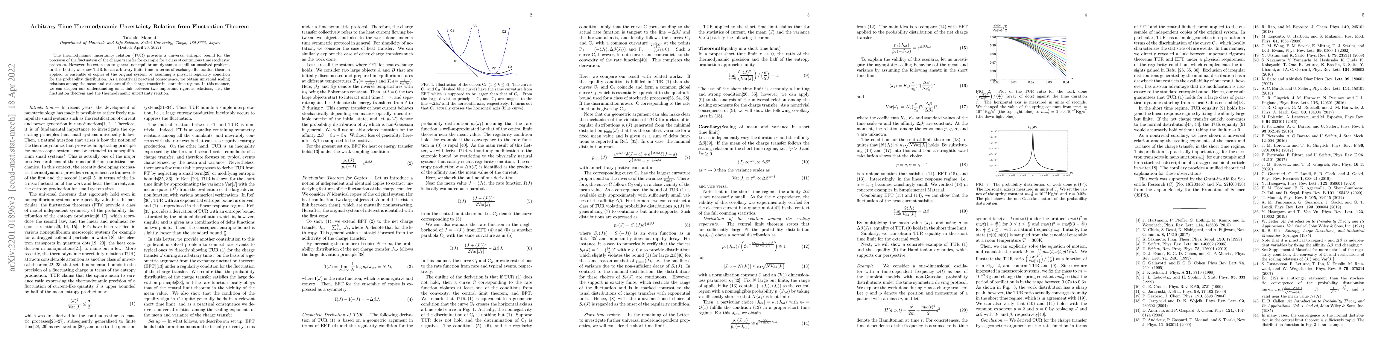 Thumbnail for Arbitrary Time Thermodynamic Uncertainty Relation from Fluctuation
  Theorem