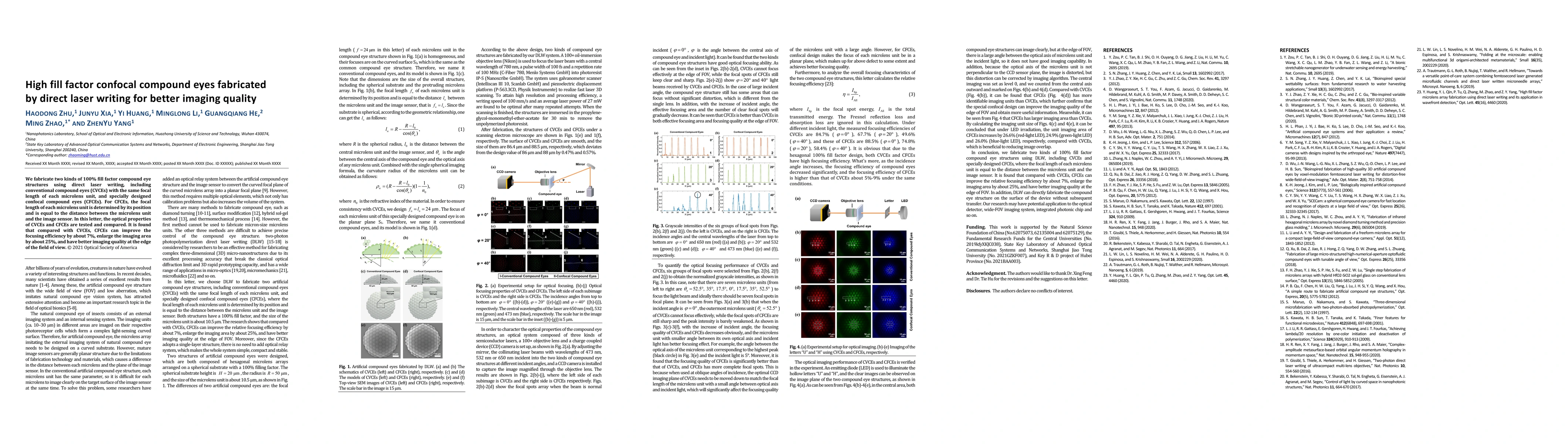 Thumbnail for High fill factor confocal compound eyes fabricated by direct laser
  writing for better imaging quality