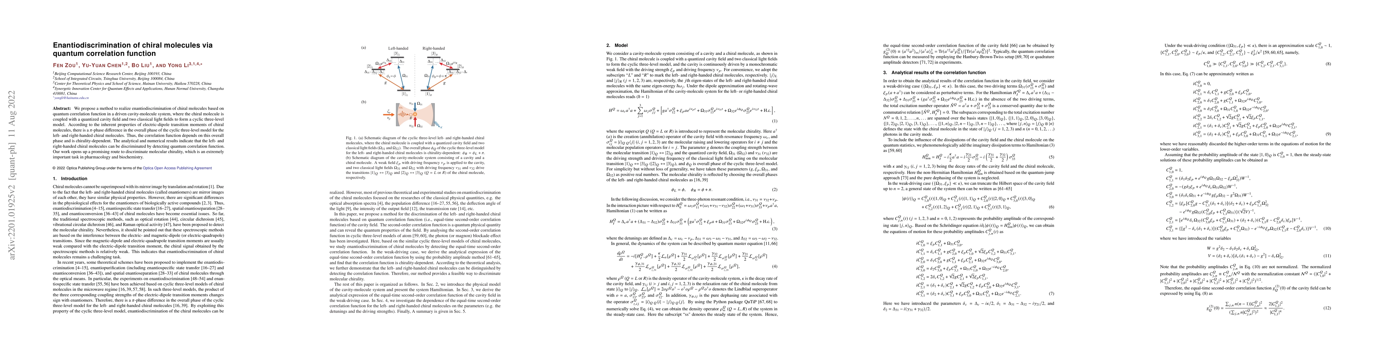 Thumbnail for Enantiodiscrimination of chiral molecules via quantum correlation
  function