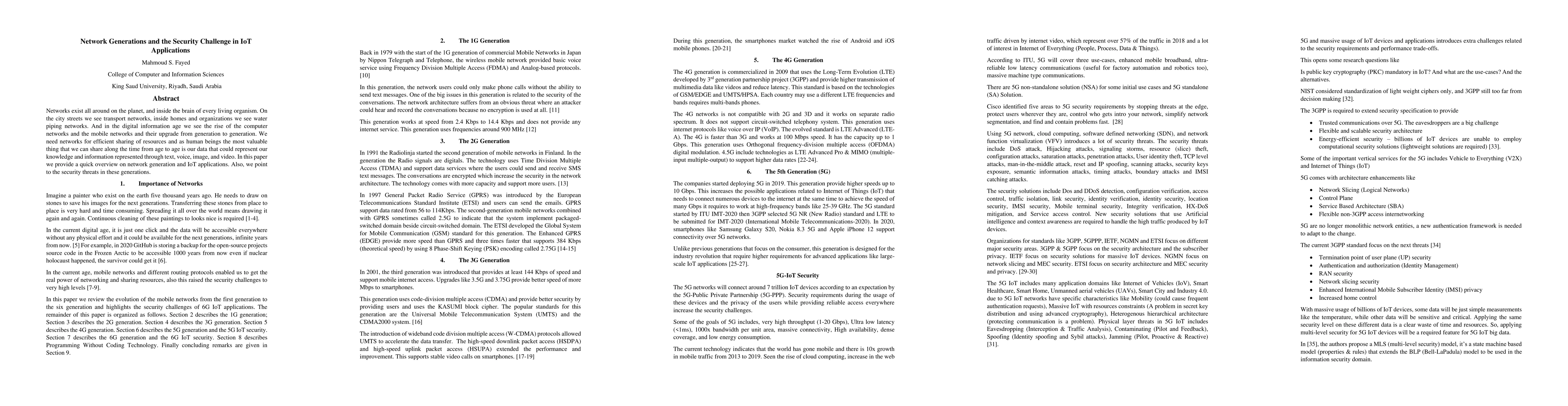 Thumbnail for Network Generations and the Security Challenge in IoT Applications