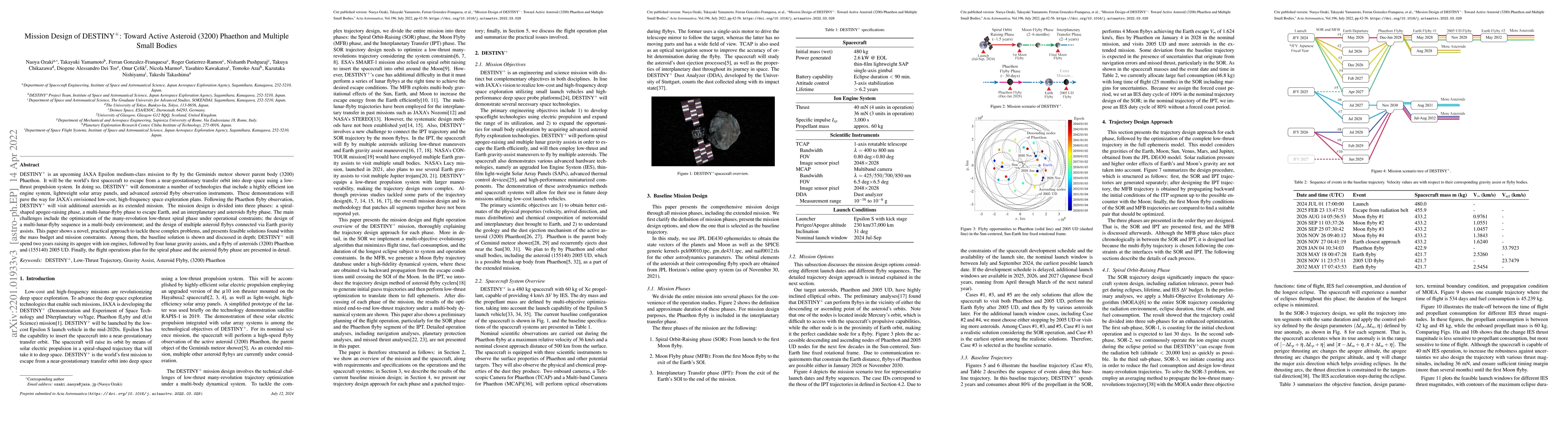 Thumbnail for Mission Design of DESTINY+: Toward Active Asteroid (3200) Phaethon and
  Multiple Small Bodies