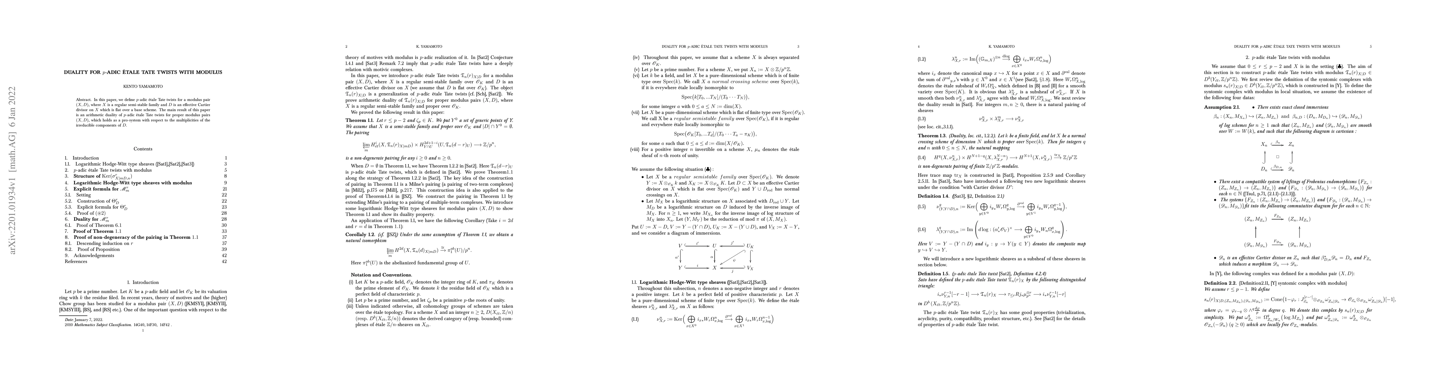 Thumbnail for Duality for p-adic \'etale Tate Twists with modulus