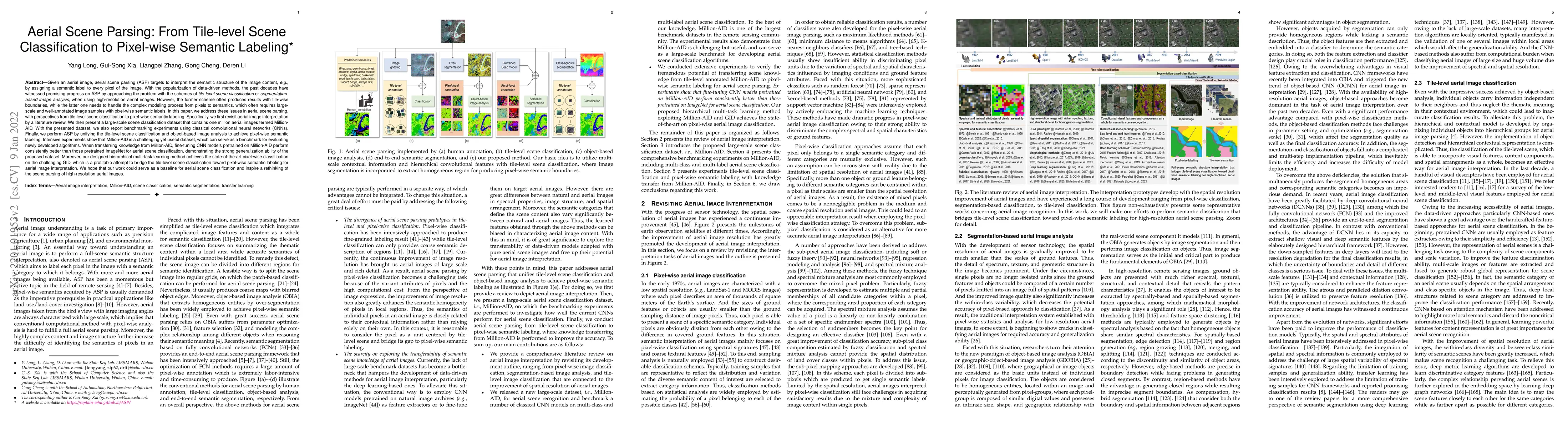 Thumbnail for Aerial Scene Parsing: From Tile-level Scene Classification to Pixel-wise
  Semantic Labeling