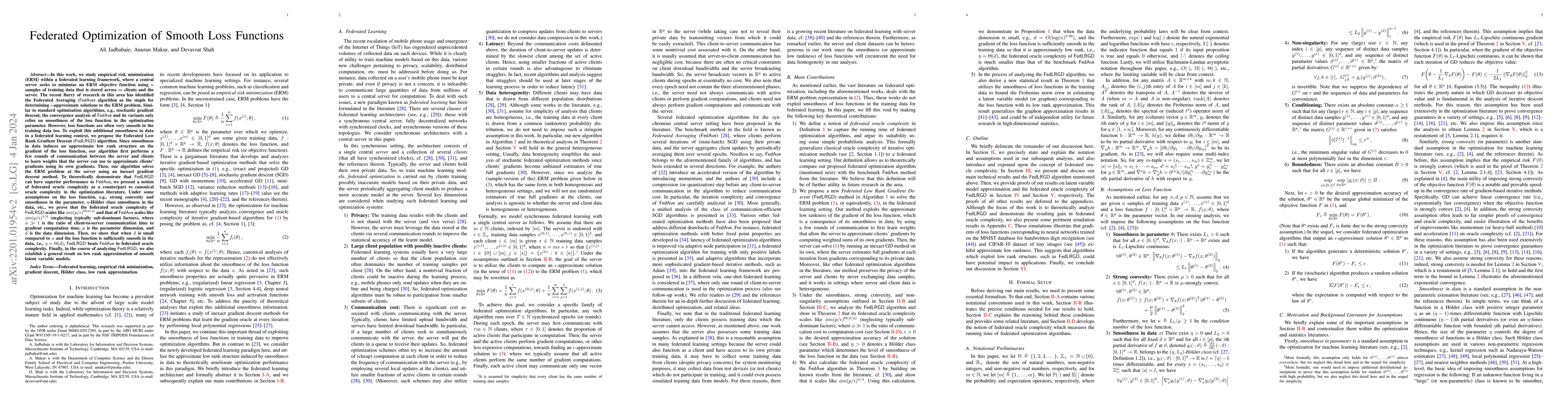 Thumbnail for Federated Optimization of Smooth Loss Functions