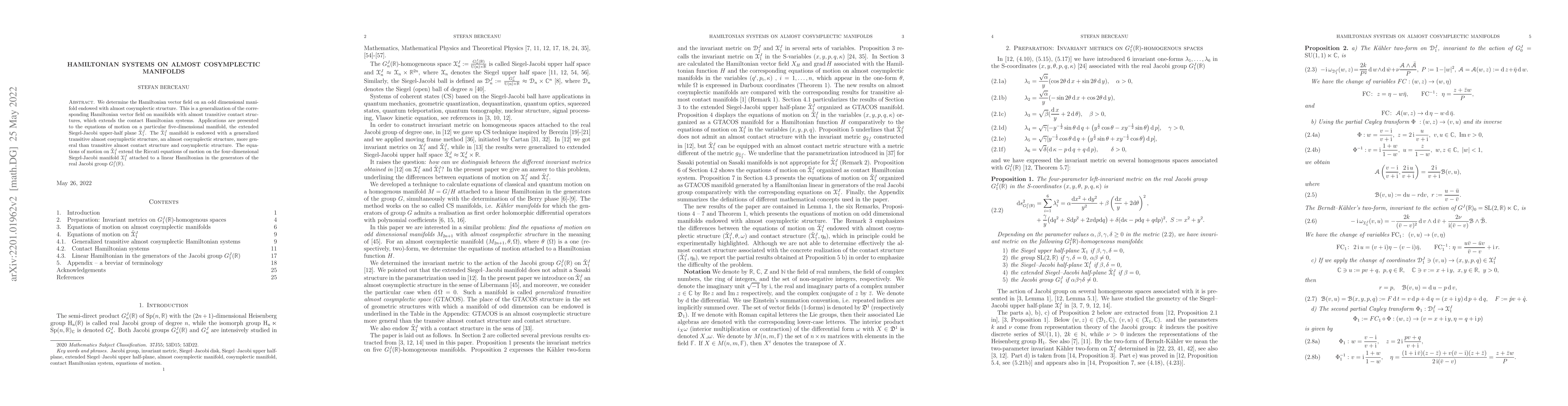 Thumbnail for Hamiltonian systems on almost cosymplectic manifolds