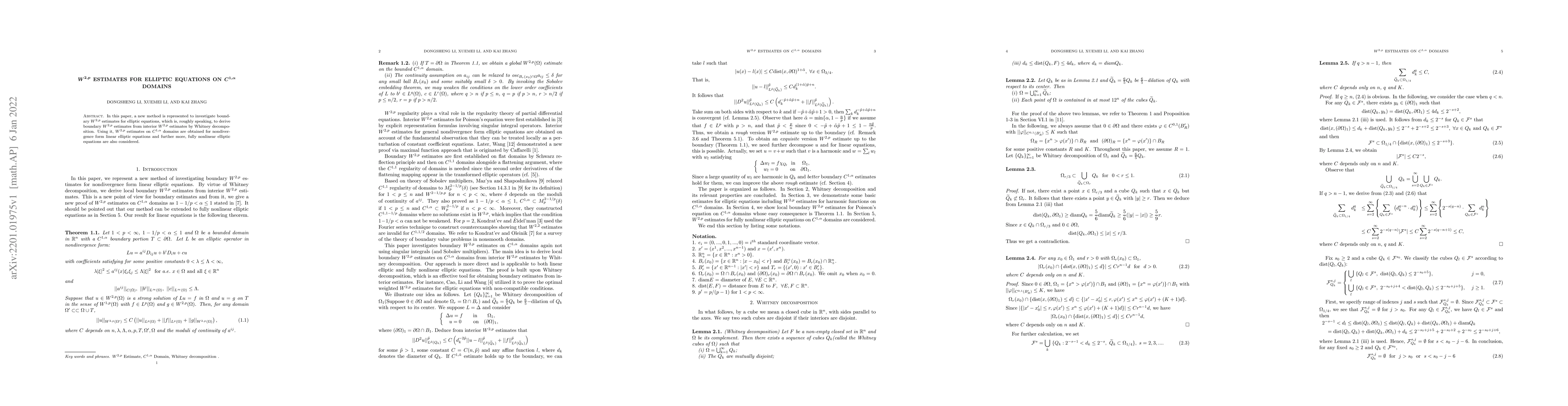 Thumbnail for ${W}^{2,p}$ Estimates for Elliptic Equations on $C^{1,\alpha}$ Domains