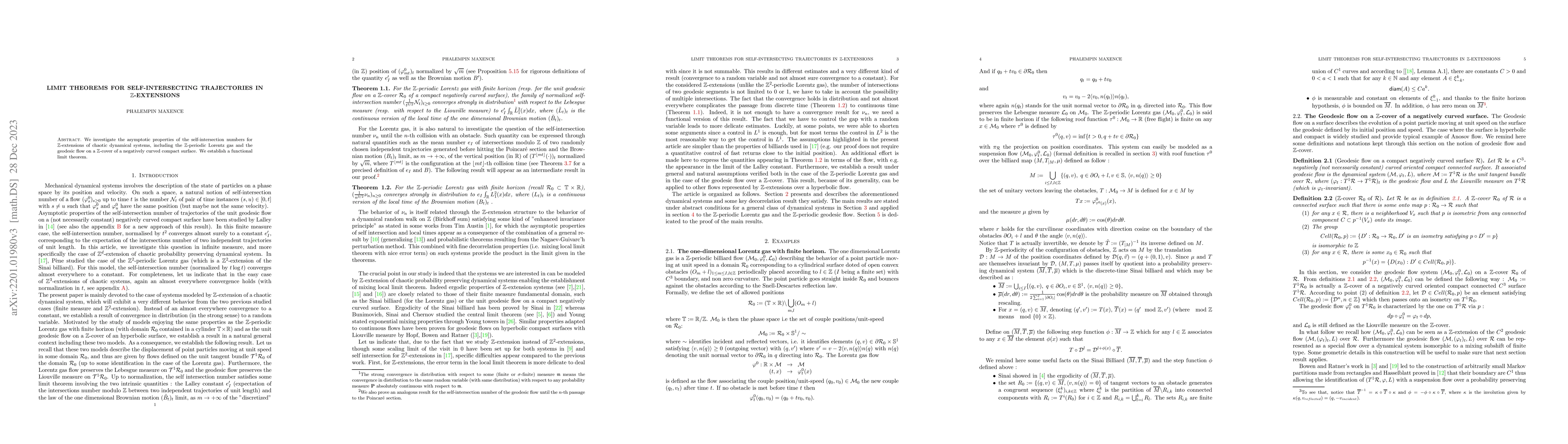 Thumbnail for Limit theorems for self-intersecting trajectories in Z-extensions