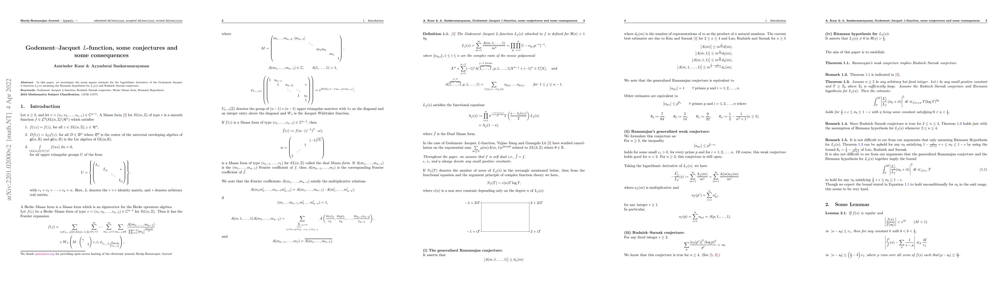 Thumbnail for Godement-Jacquet $L$-function, some conjectures and some consequences