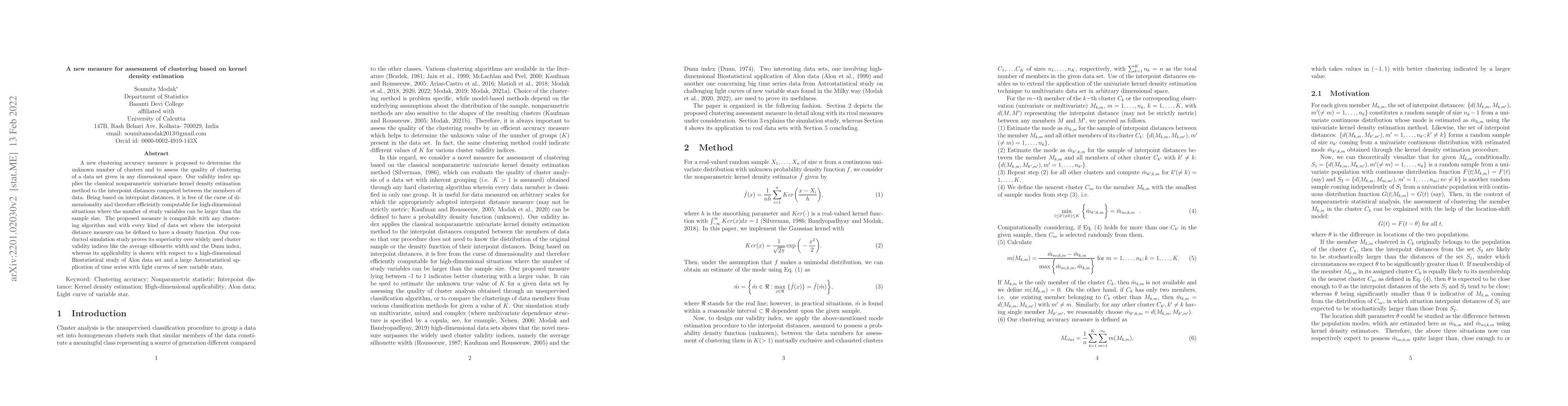 Thumbnail for A new measure for assessment of clustering based on kernel density
  estimation