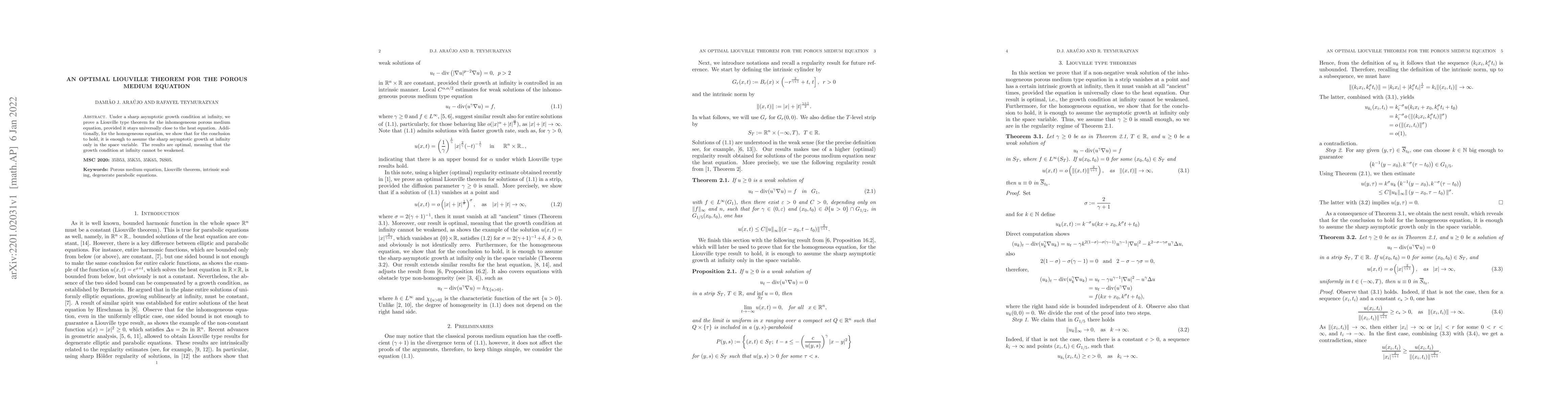 Thumbnail for An optimal Liouville theorem for the porous medium equation
