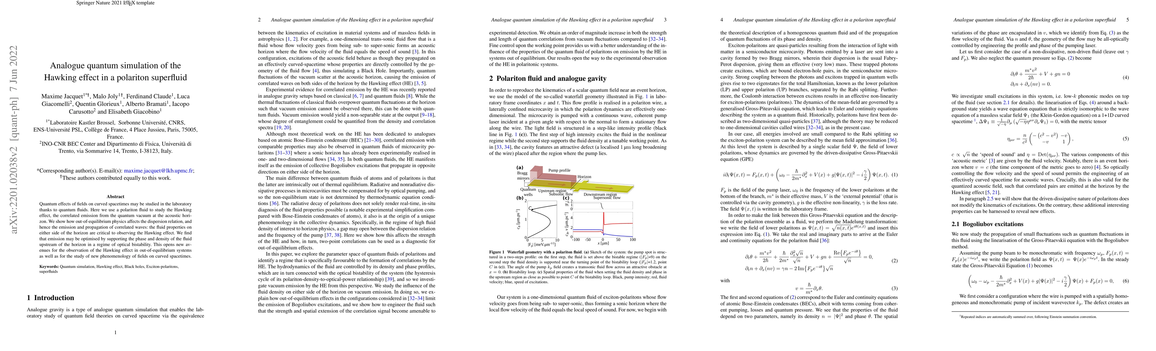 Thumbnail for Analogue quantum simulation of the Hawking effect in a polariton
  superfluid