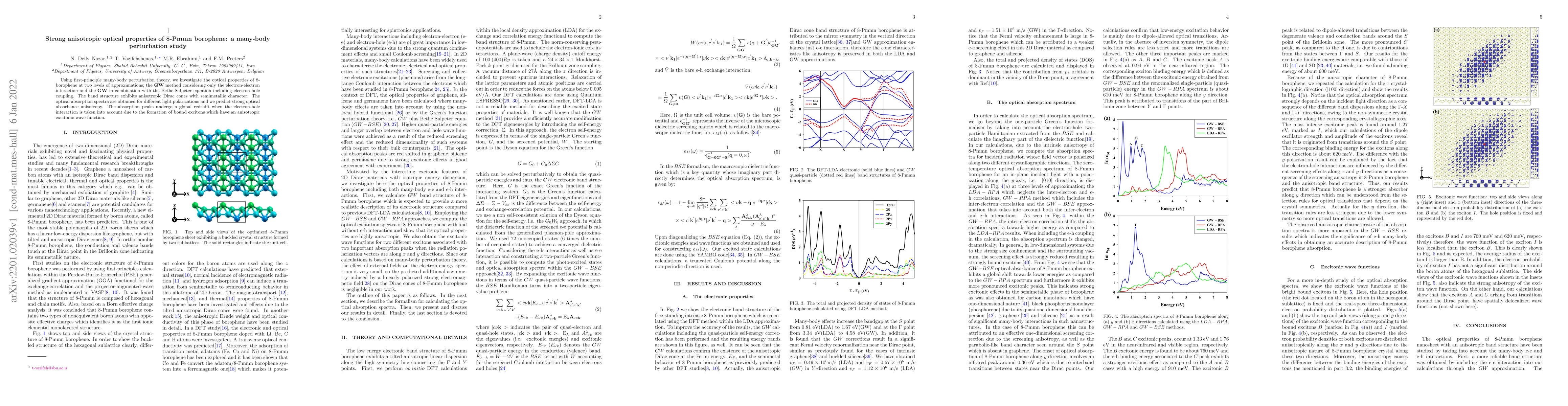 Thumbnail for Strong anisotropic optical properties of 8-Pmmn borophene: a many-body
  perturbation study