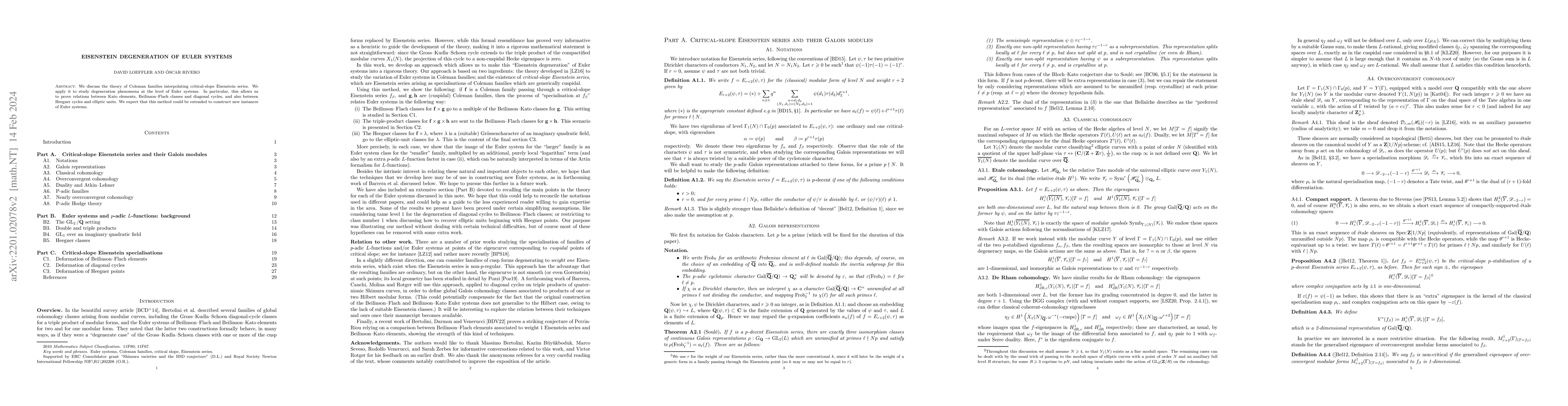 Thumbnail for Eisenstein degeneration of Euler systems