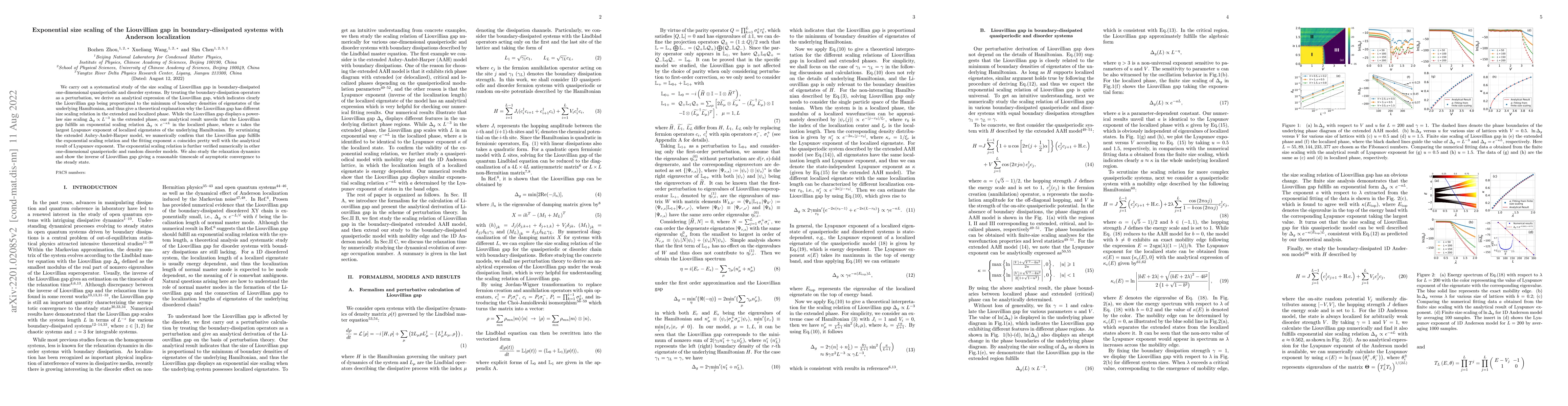 Thumbnail for Exponential size scaling of the Liouvillian gap in boundary-dissipated
  systems with Anderson localization