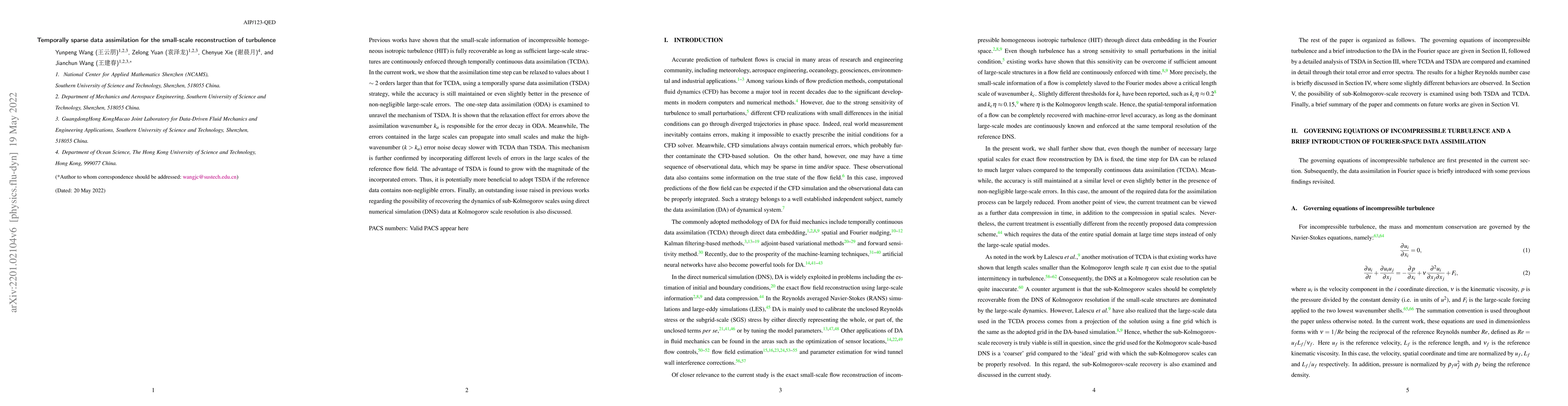 Thumbnail for Temporally sparse data assimilation for the small-scale reconstruction
  of turbulence