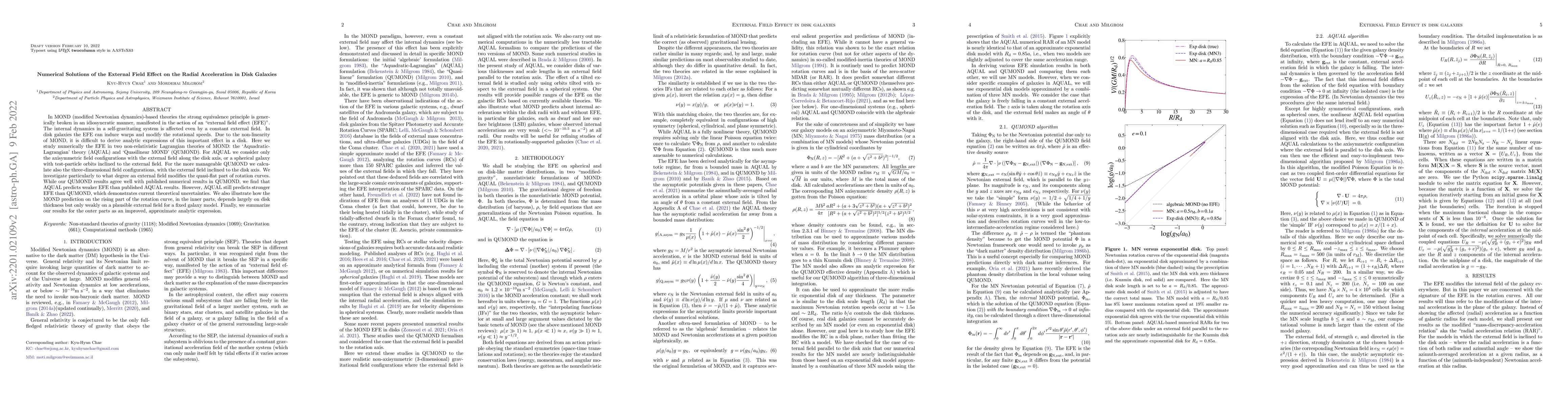 Thumbnail for Numerical Solutions of the External Field Effect on the Radial
  Acceleration in Disk Galaxies