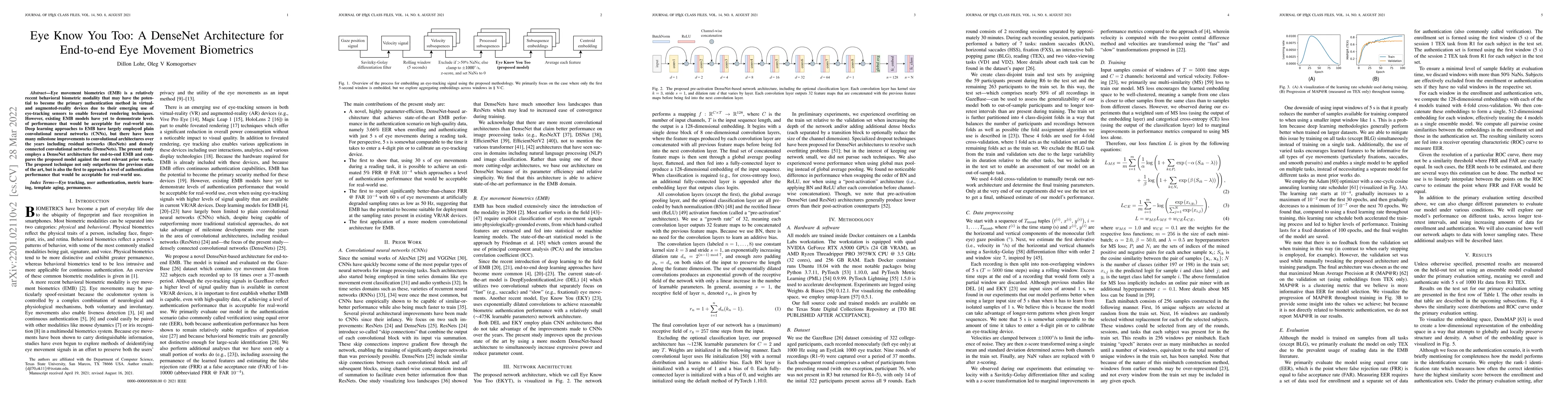 Thumbnail for Eye Know You Too: A DenseNet Architecture for End-to-end Eye Movement
  Biometrics