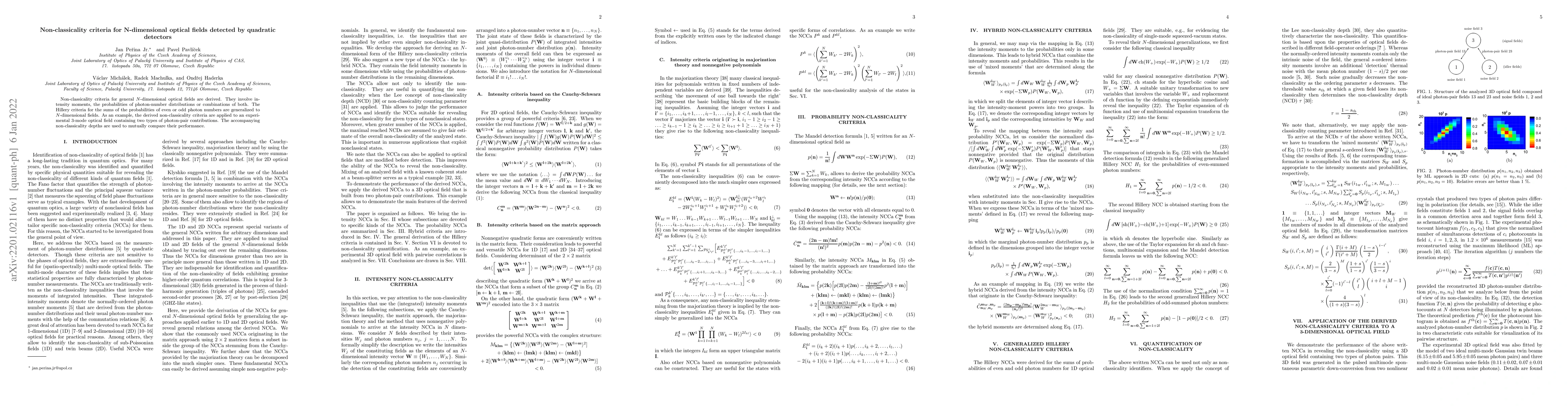 Thumbnail for Non-classicality criteria for N-dimensional optical fields detected by
  quadratic detectors