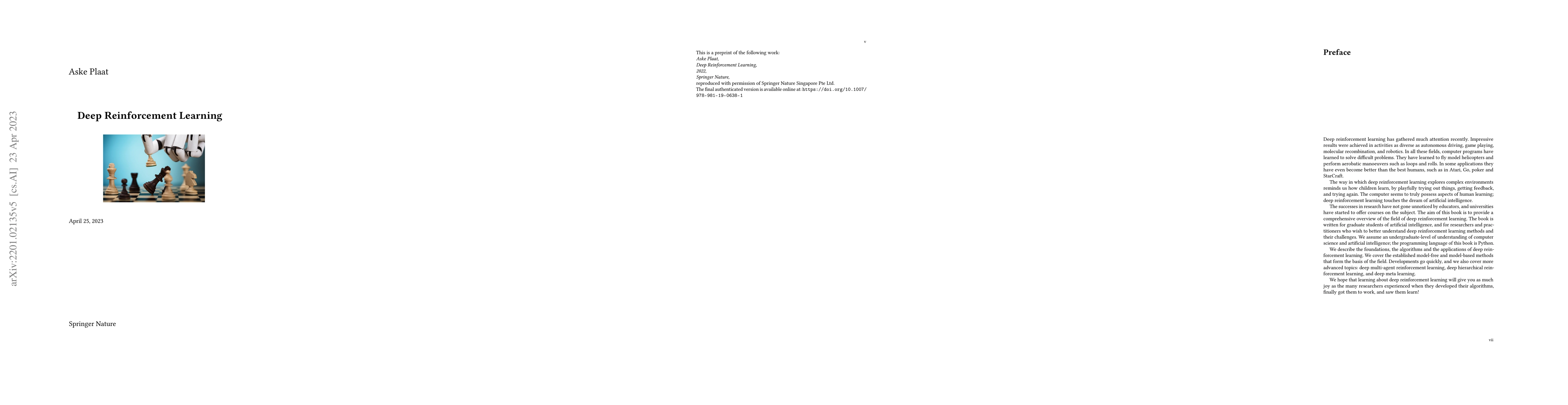 Thumbnail for Deep Reinforcement Learning, a textbook