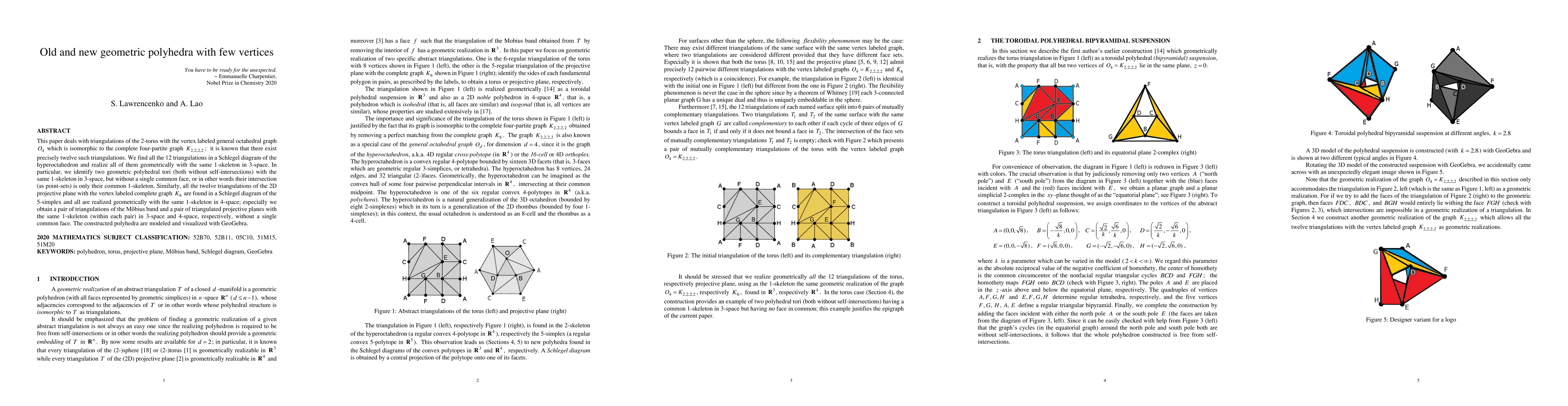Thumbnail for Old and new geometric polyhedra with few vertices