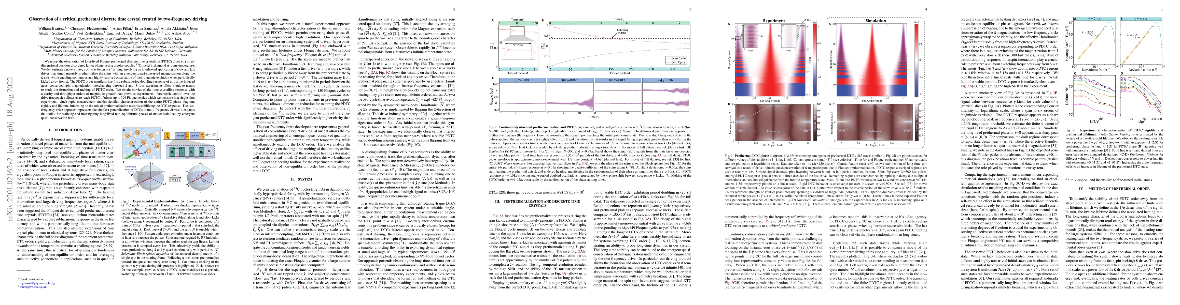 Thumbnail for Observation of a critical prethermal discrete time crystal created by
  two-frequency driving