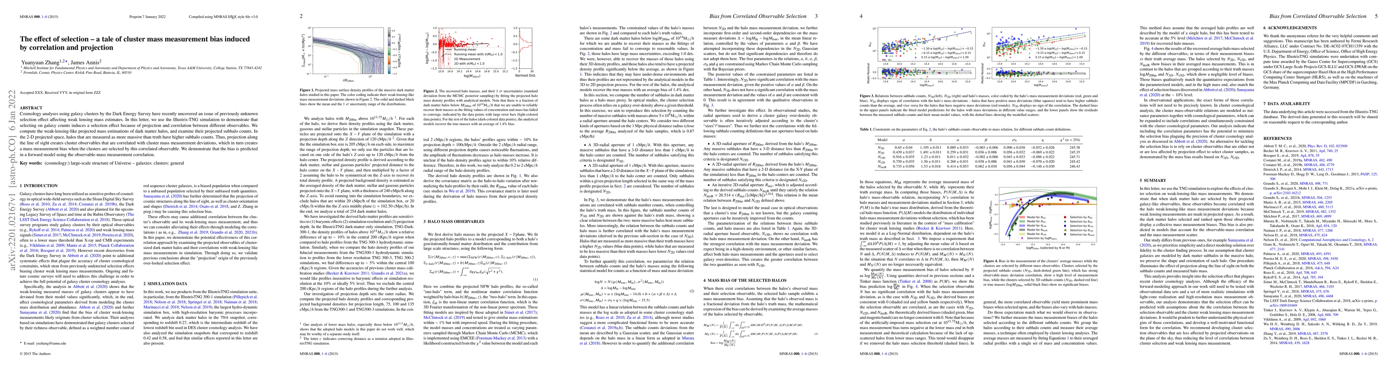 Thumbnail for The effect of selection -- a tale of cluster mass measurement bias
  induced by correlation and projection
