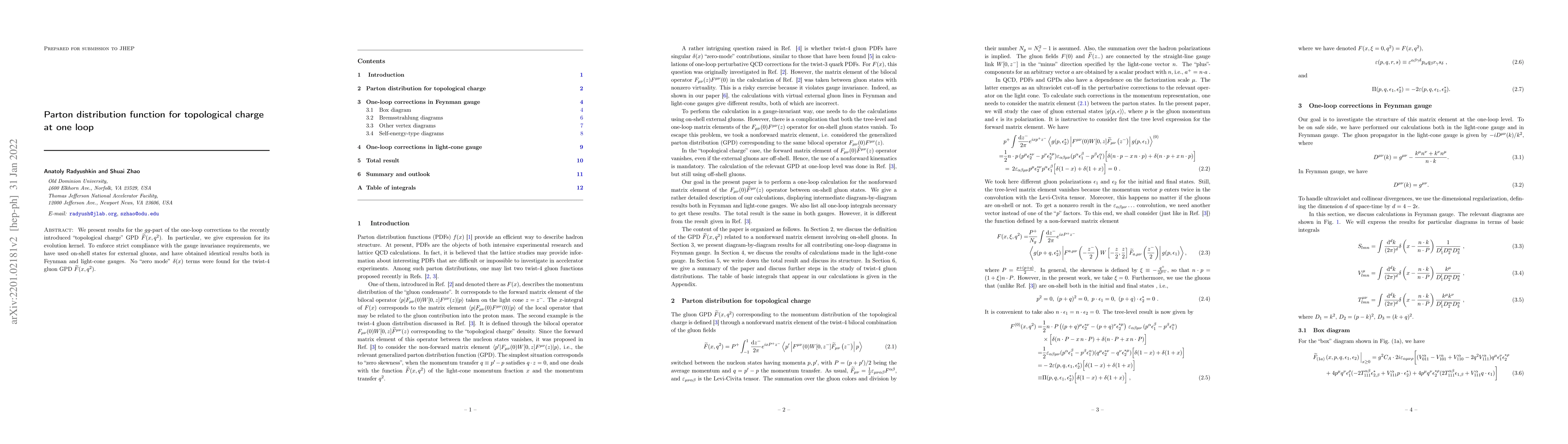 Thumbnail for Parton distribution function for topological charge at one loop