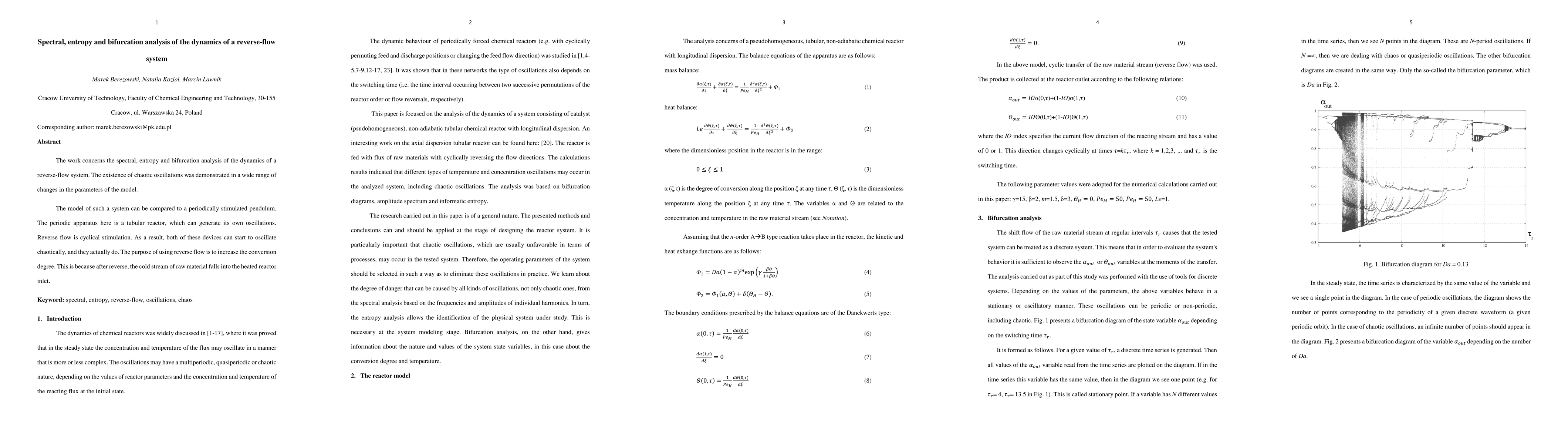 Thumbnail for Spectral, entropy and bifurcation analysis of the dynamics of a
  reverse-flow system