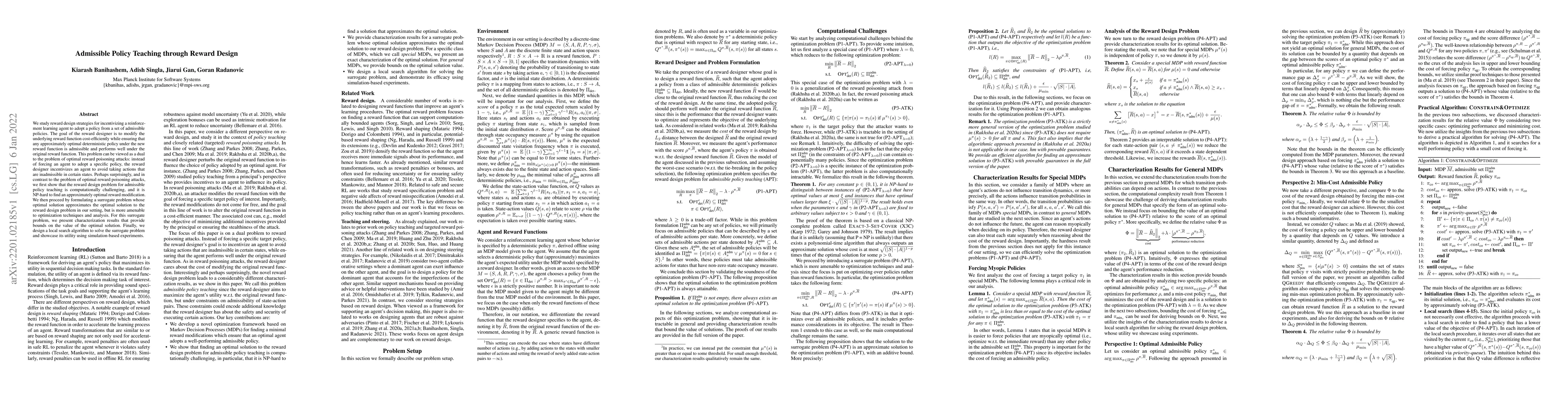Thumbnail for Admissible Policy Teaching through Reward Design