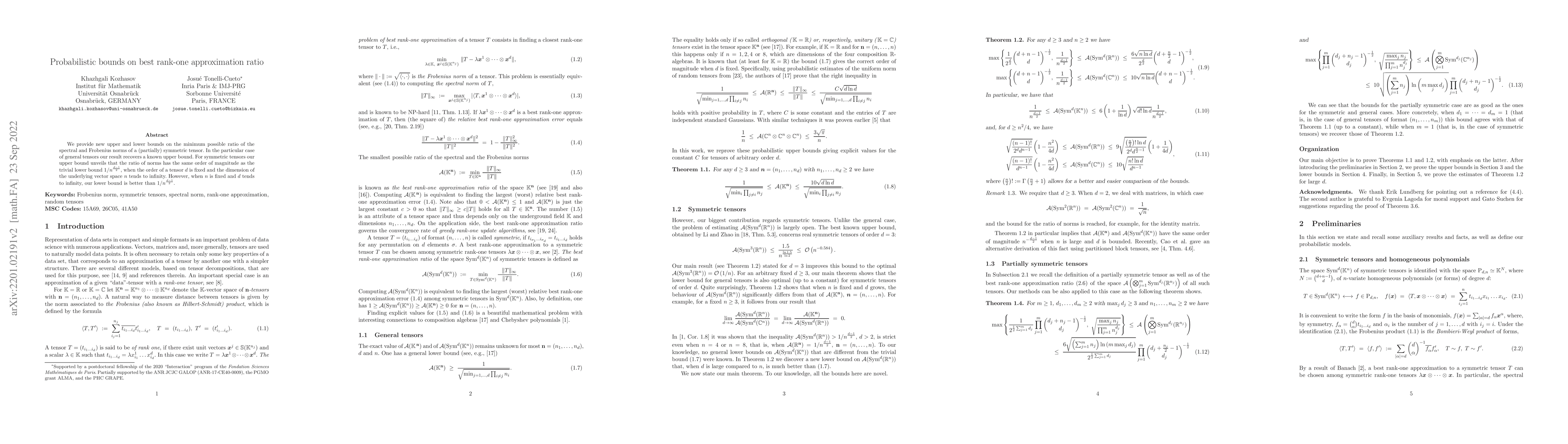 Thumbnail for Probabilistic bounds on best rank-one approximation ratio