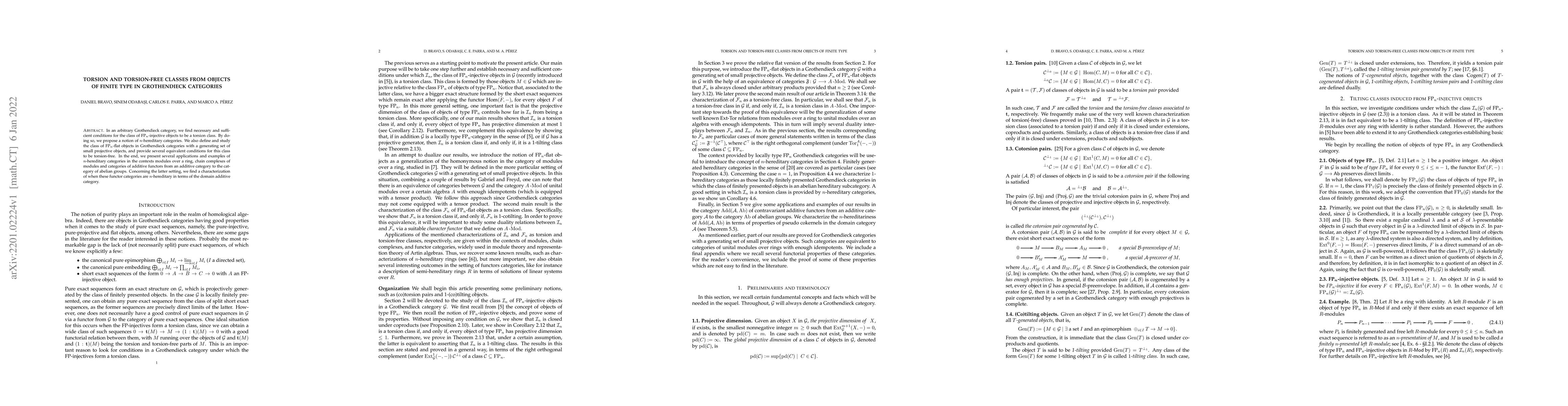 Thumbnail for Torsion and torsion-free classes from objects of finite type in
  Grothendieck categories