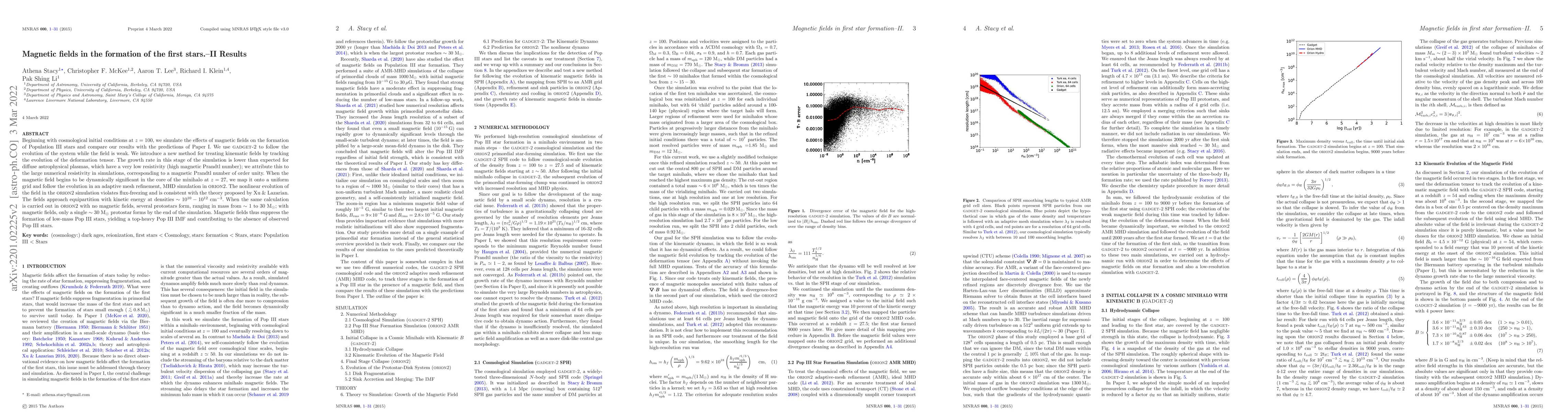 Thumbnail for Magnetic fields in the formation of the first stars.--II Results