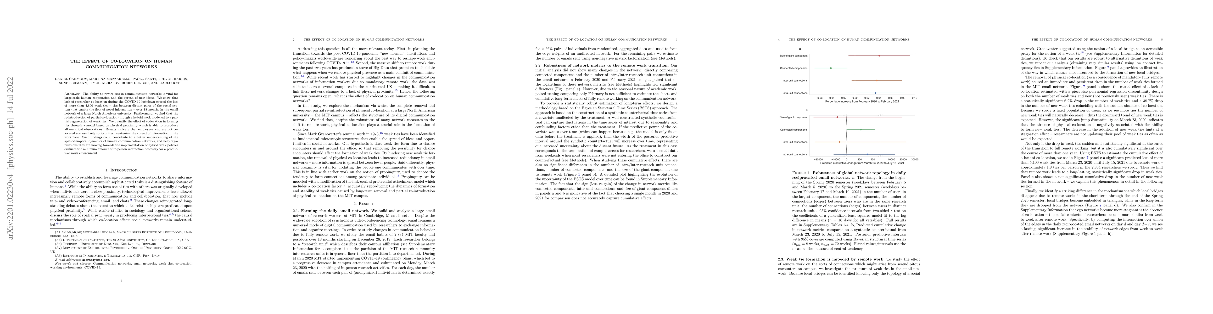 Thumbnail for The effect of co-location on human communication networks