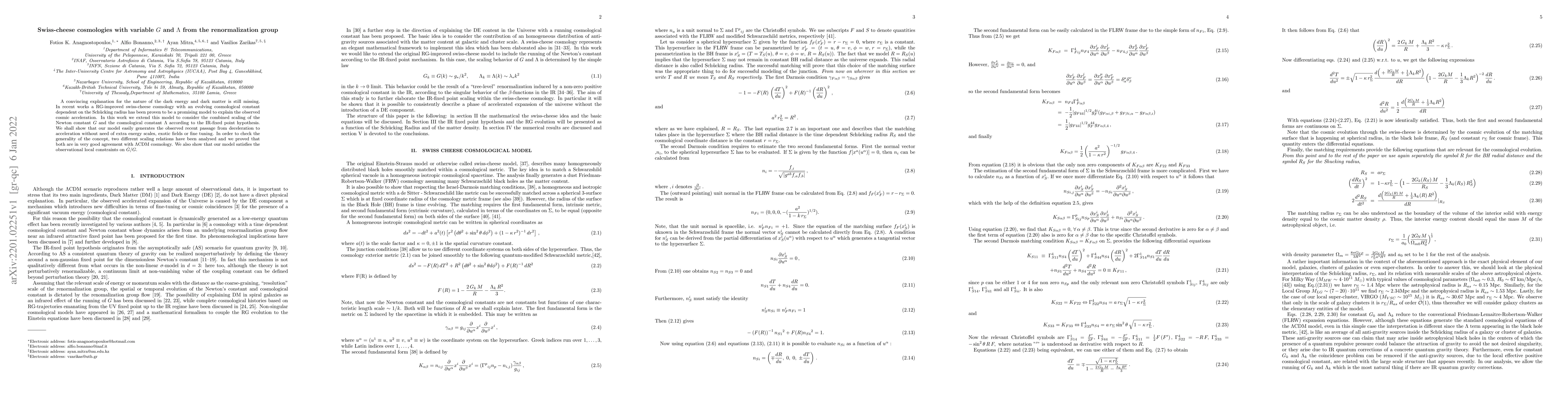 Thumbnail for Swiss-cheese cosmologies with variable $G$ and $\Lambda$ from the
  renormalization group