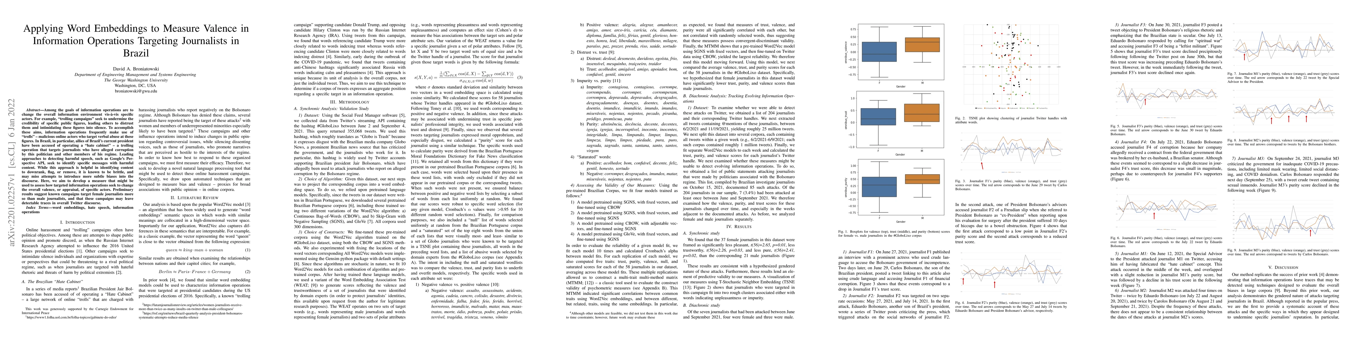 Thumbnail for Applying Word Embeddings to Measure Valence in Information Operations
  Targeting Journalists in Brazil