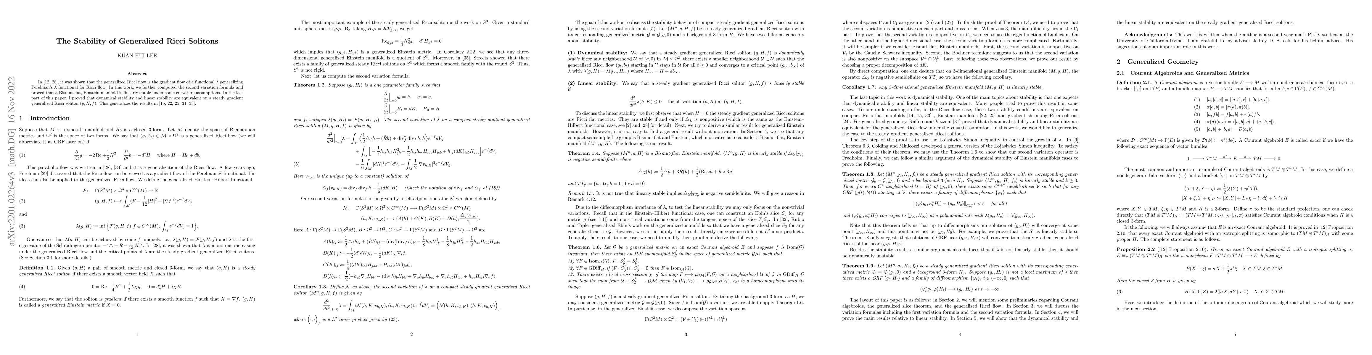 Thumbnail for The Stability of Generalized Ricci Solitons