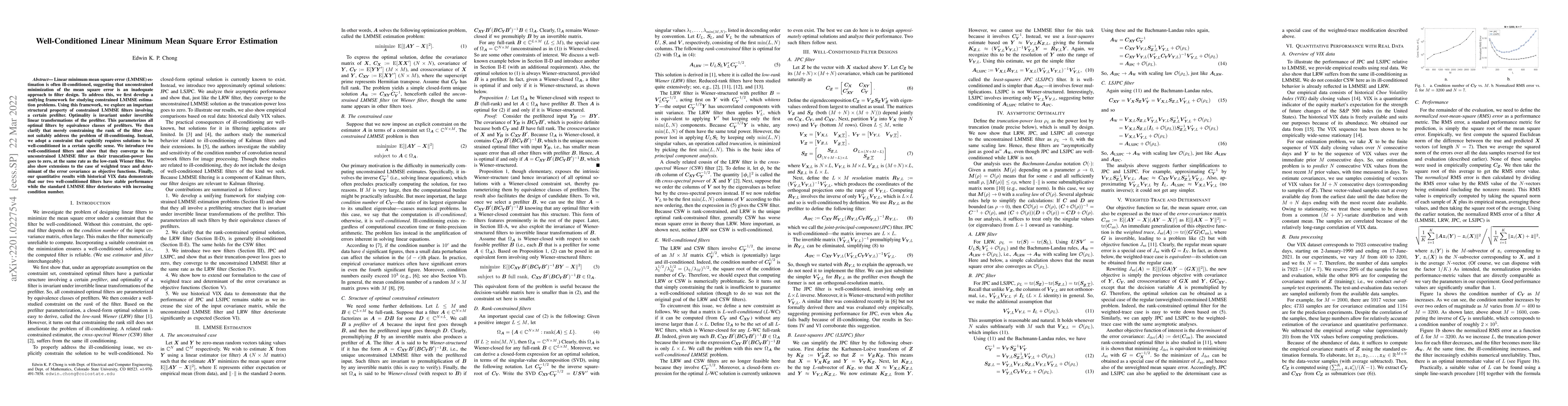 Thumbnail for Well-Conditioned Linear Minimum Mean Square Error Estimation