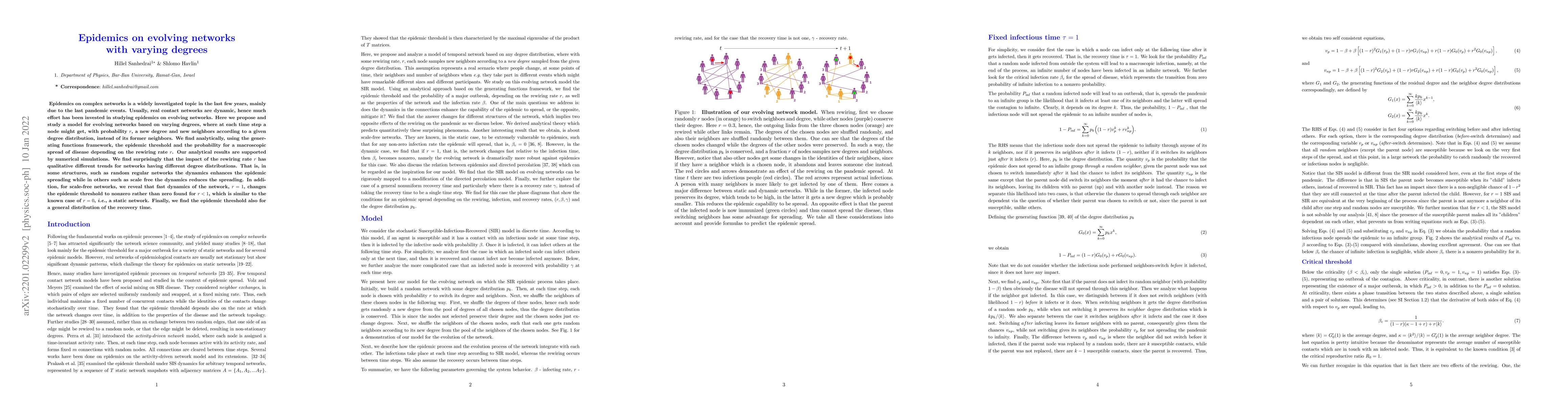 Thumbnail for Epidemics on evolving networks with varying degrees