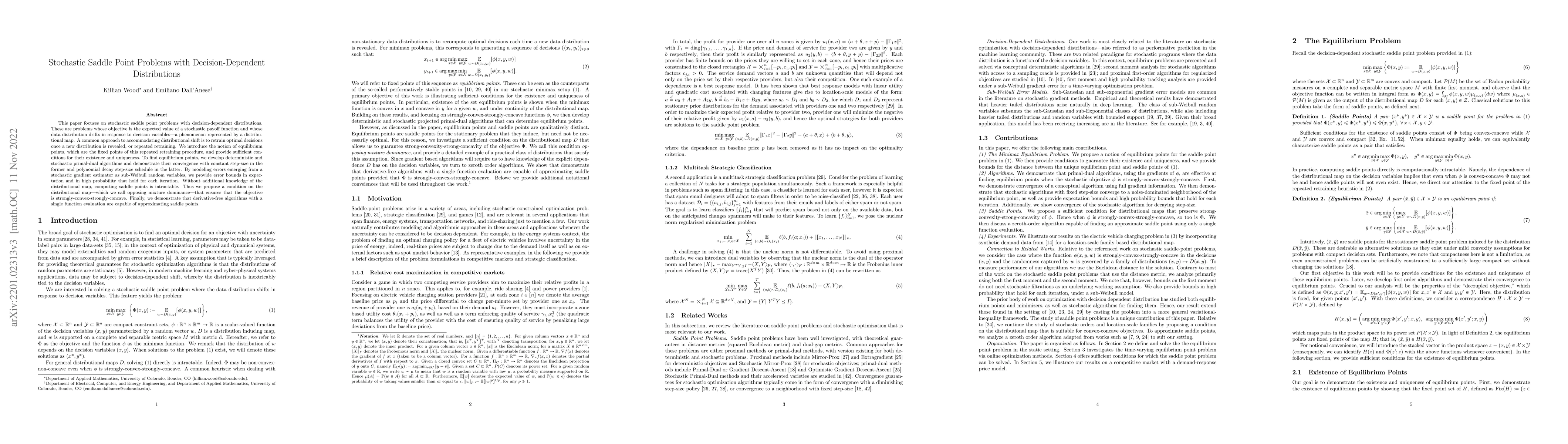 Thumbnail for Stochastic Saddle Point Problems with Decision-Dependent Distributions
