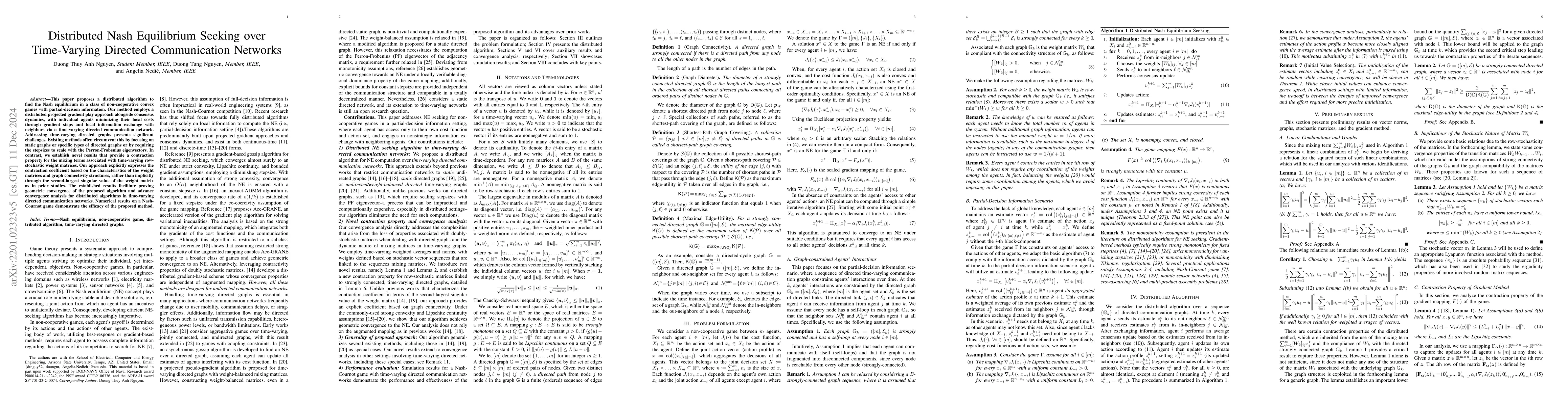 Thumbnail for Distributed Nash Equilibrium Seeking over Time-Varying Directed
  Communication Networks
