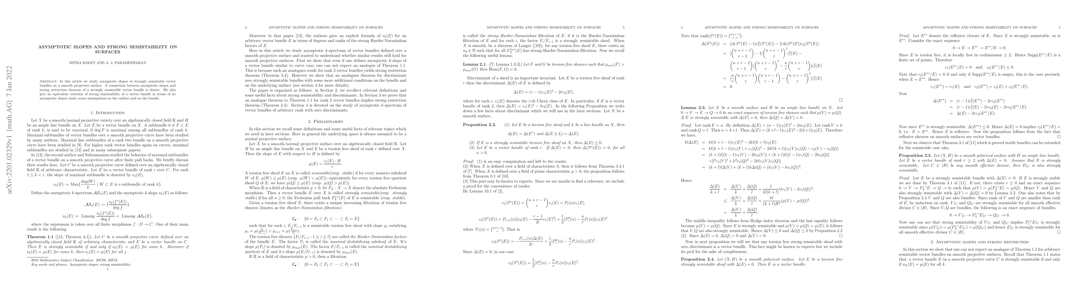 Thumbnail for Asymptotic slopes and strong semistability on surfaces