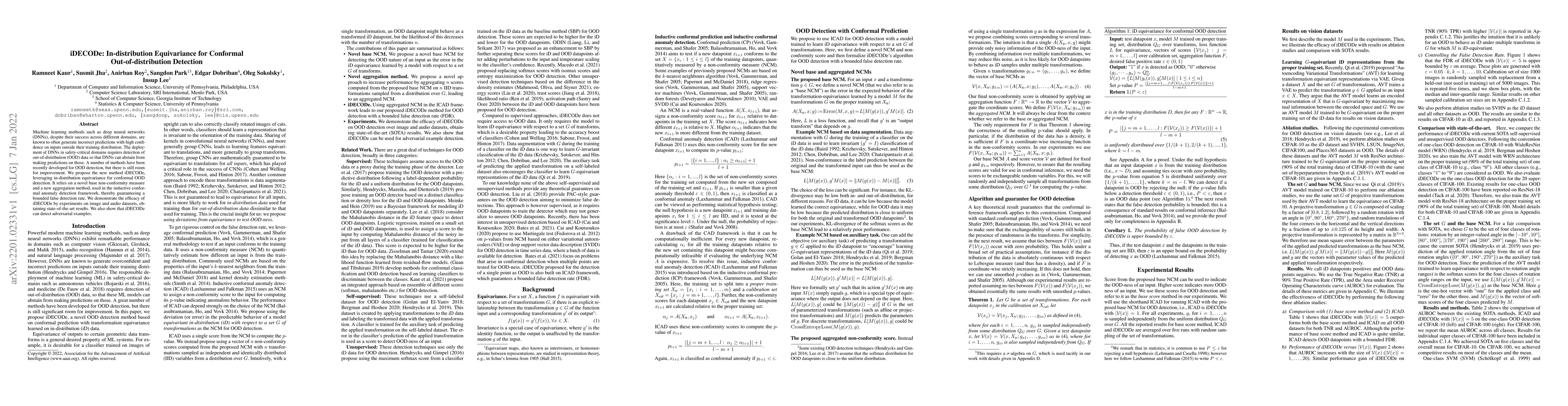 Thumbnail for iDECODe: In-distribution Equivariance for Conformal Out-of-distribution
  Detection