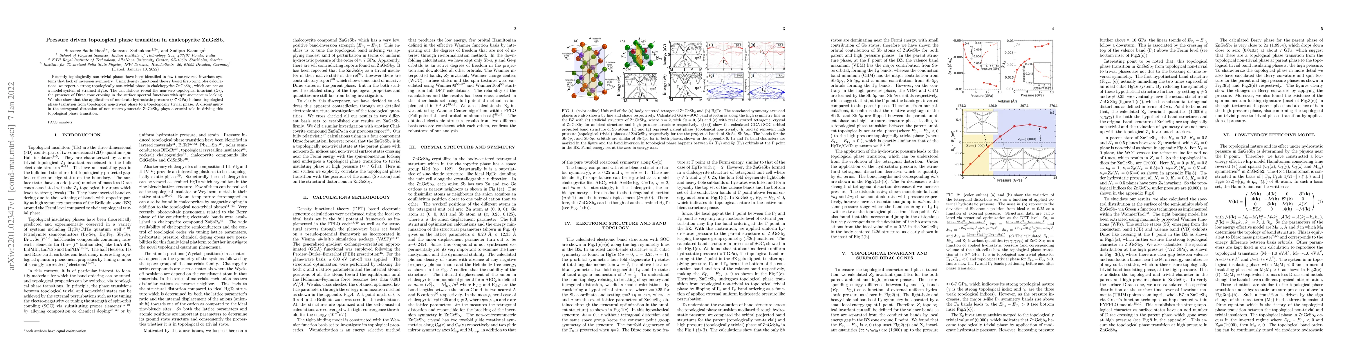 Thumbnail for Pressure driven topological phase transition in chalcopyrite ZnGeSb$_2$