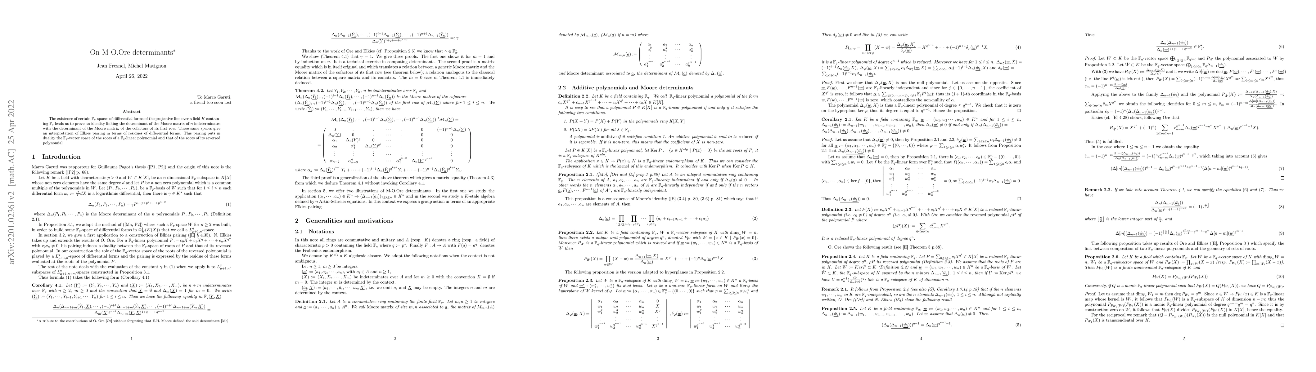 Thumbnail for On M-O.Ore determinants