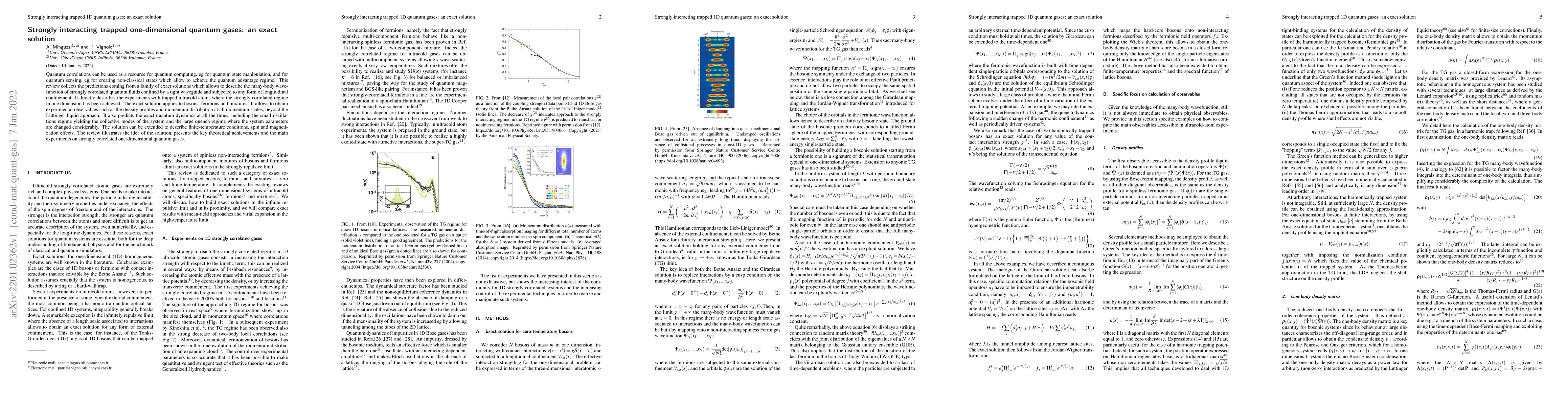 Thumbnail for Strongly interacting trapped one-dimensional quantum gases: an exact
  solution