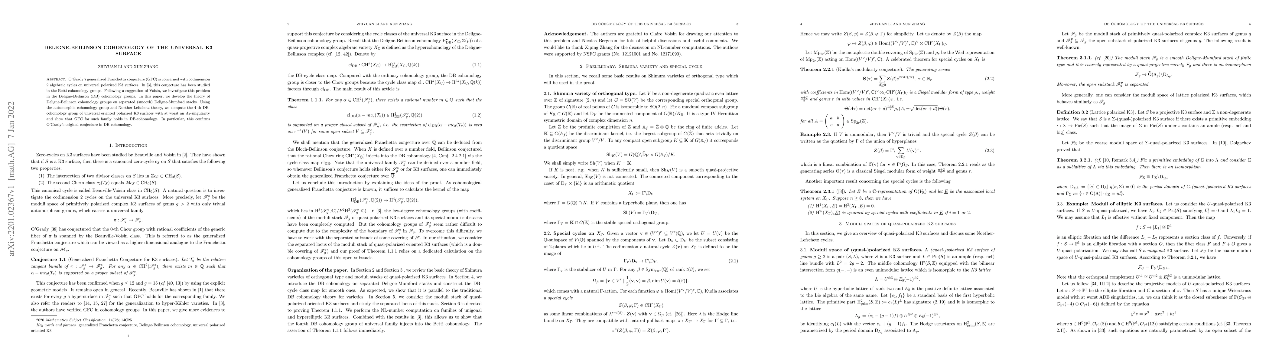 Thumbnail for Deligne-Beilinson cohomology of the universal K3 surface