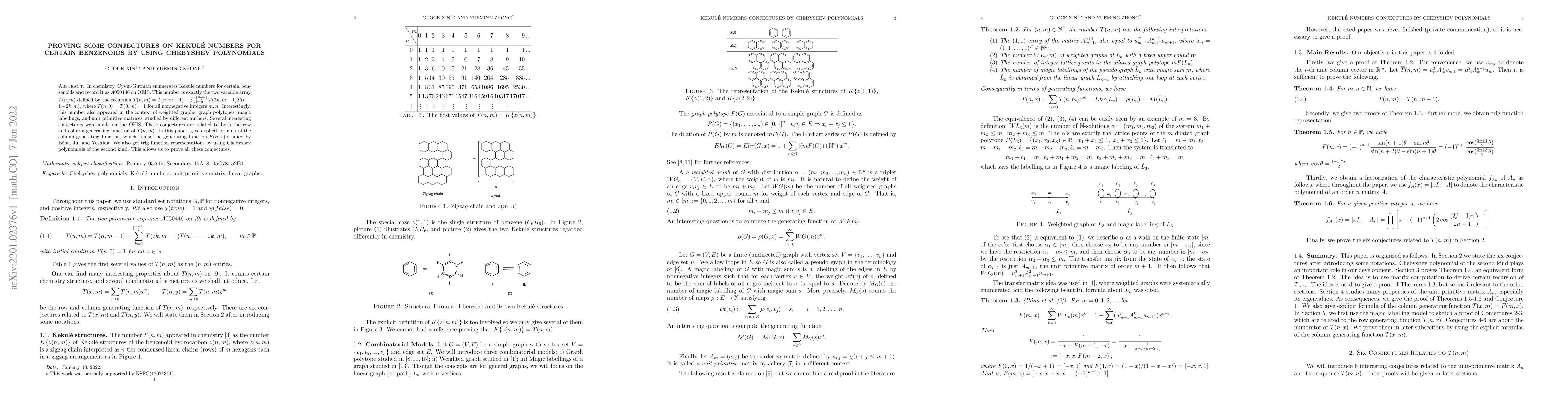 Thumbnail for Proving some conjectures on Kekul\'{e} numbers for certain benzenoids by
  using Chebyshev polynomials