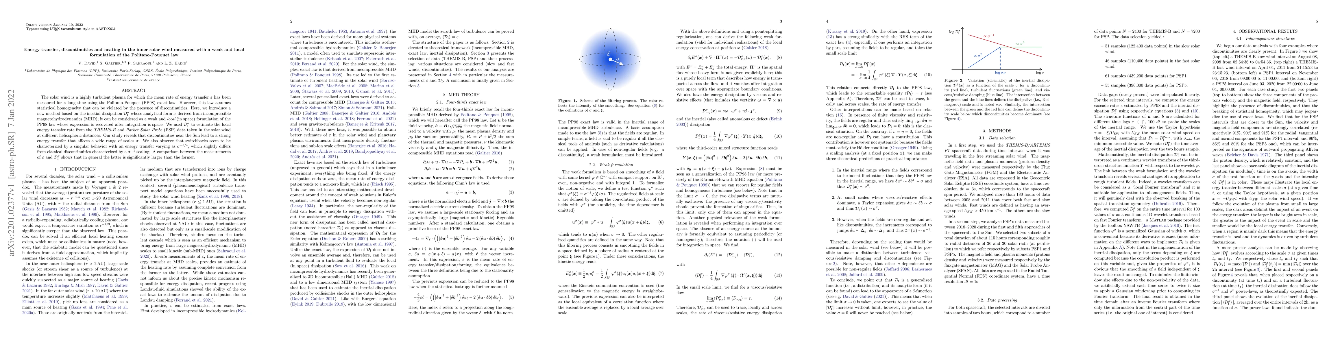 Thumbnail for Energy transfer, discontinuities and heating in the inner solar wind
  measured with a weak and local formulation of the Politano-Pouquet law