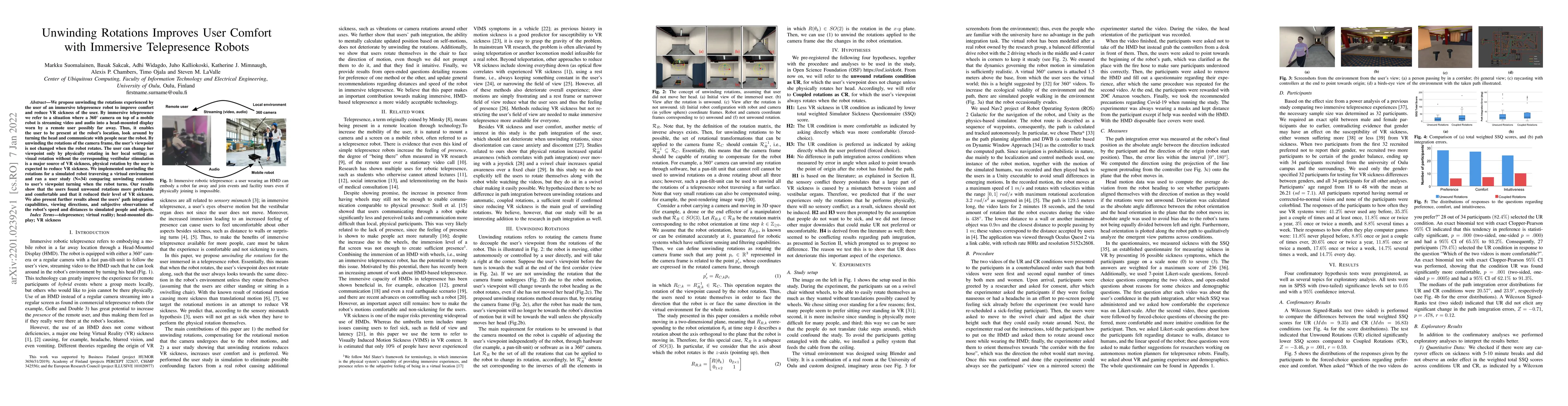 Thumbnail for Unwinding Rotations Improves User Comfort with Immersive Telepresence
  Robots